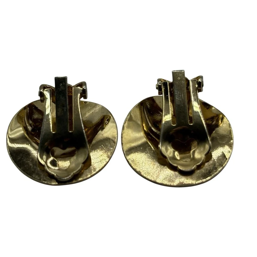 Christian Dior Earrings Sea Shell Clip On Vintage 70s Gold Tone Vacation Germany